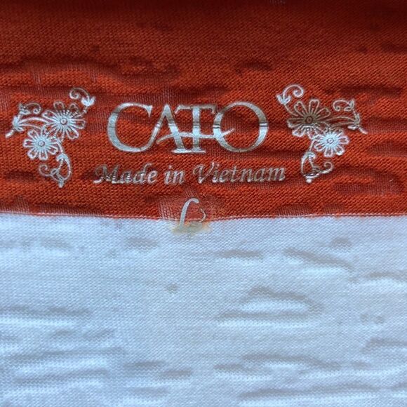 Cato V neck short sleeve Tee Large burnt orange and white Excellent condition - Picture 2 of 7